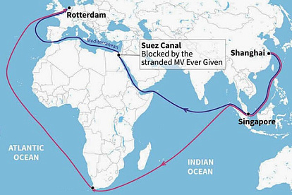 Die Route um Afrika erfordert 13 Prozent mehr Schiffe